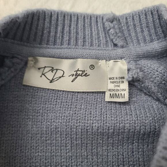 RD style Fisherman sweater size Medium Blue Cable knit cozy Stitch Fix office - Picture 4 of 8